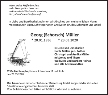 Traueranzeige von Georg Müller von Siegener Zeitung