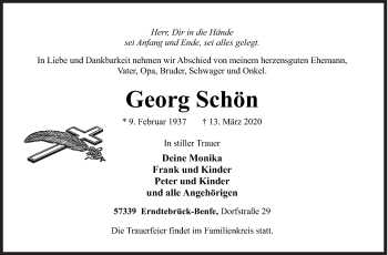 Traueranzeige von Georg Schön von Siegener Zeitung