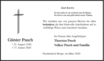 Traueranzeige von Günter Pusch von Siegener Zeitung