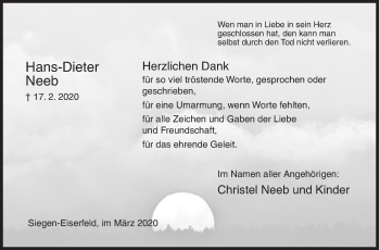 Traueranzeige von Hans-Dieter Neeb von Siegener Zeitung