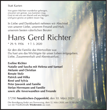 Traueranzeige von Hans Gerd Richter von Siegener Zeitung