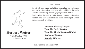 Traueranzeige von Herbert Wetter von Siegener Zeitung