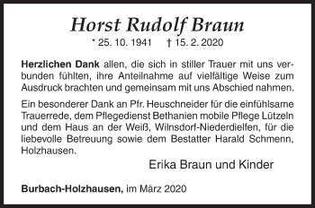 Traueranzeige von Horst Rudolf Braun von Siegener Zeitung