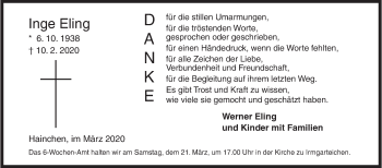 Traueranzeige von Inge Eling von Siegener Zeitung