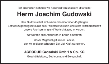 Traueranzeige von Joachim Gudowski von Siegener Zeitung