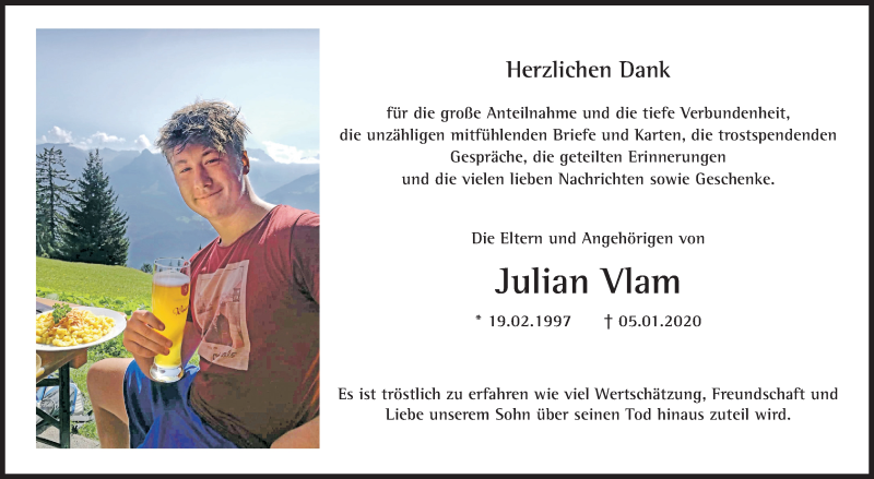  Traueranzeige für Julian Vlam vom 07.03.2020 aus Siegener Zeitung
