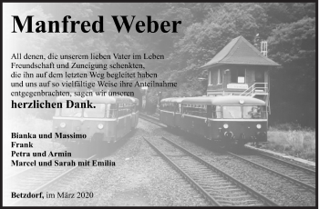 Traueranzeige von Manfred Weber von Siegener Zeitung