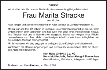 Traueranzeige von Marita Stracke von Siegener Zeitung