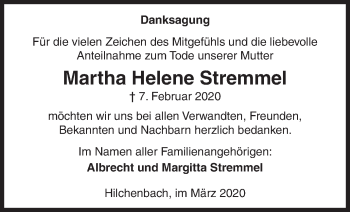 Traueranzeige von Martha Helene Stremmel von Siegener Zeitung