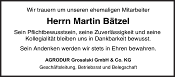 Traueranzeige von Martin Bätzel von Siegener Zeitung