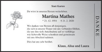 Traueranzeige von Martina Mathes von Siegener Zeitung