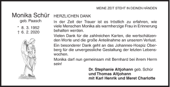 Traueranzeige von Monika Schür von Siegener Zeitung