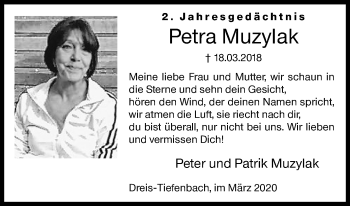 Traueranzeige von Petra Muzylak von Siegener Zeitung