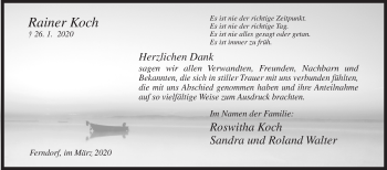 Traueranzeige von Rainer Koch von Siegener Zeitung