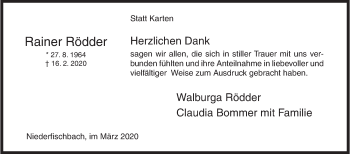Traueranzeige von Rainer Rödder von Siegener Zeitung