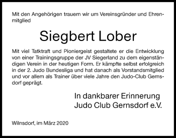 Traueranzeige von Siegbert Lober von Siegener Zeitung
