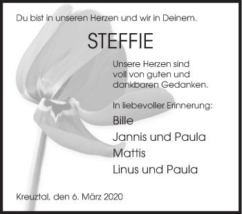 Traueranzeige von Steffie  von Siegener Zeitung