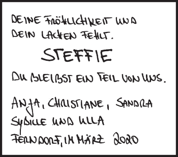 Traueranzeige von Steffie  von Siegener Zeitung