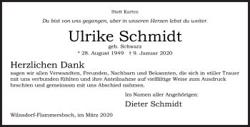 Traueranzeige von Ulrike Schmidt von Siegener Zeitung