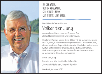 Traueranzeige von Volker ter Jung von Siegener Zeitung