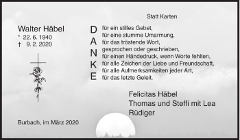 Traueranzeige von Walter Häbel von Siegener Zeitung