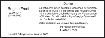 Traueranzeige von Brigitte Frodl von Siegener Zeitung