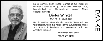 Traueranzeige von Dieter Winkel von Siegener Zeitung