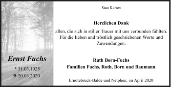Traueranzeige von Ernst Fuchs von Siegener Zeitung
