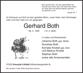 Traueranzeige von Gerhard Both von Siegener Zeitung
