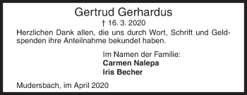 Traueranzeige von Gertrud Gerhardus von Siegener Zeitung