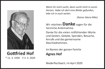 Traueranzeige von Gottfried Hof von Siegener Zeitung