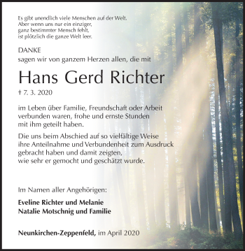 Traueranzeige von Hans Gerd Richter von Siegener Zeitung