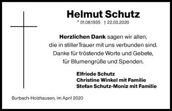 Traueranzeige von Helmut Schutz von Siegener Zeitung
