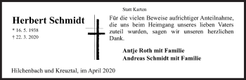 Traueranzeige von Herbert Schmidt von Siegener Zeitung