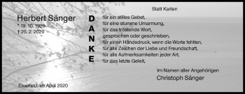 Traueranzeige von Herbert Sänger von Siegener Zeitung