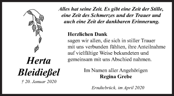 Traueranzeige von Herta Bleidießel von Siegener Zeitung