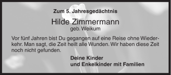 Traueranzeige von Hilde Zimmermann von Siegener Zeitung