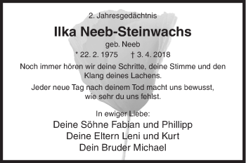 Traueranzeige von Ilka Neeb-Steinwachs von Siegener Zeitung