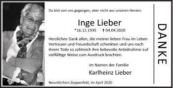 Traueranzeige von Inge Lieber von Siegener Zeitung