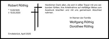 Traueranzeige von Robert Röthig von Siegener Zeitung