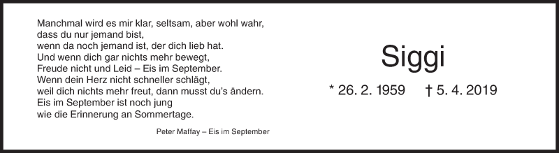  Traueranzeige für Siggi Hentschel vom 04.04.2020 aus Siegener Zeitung