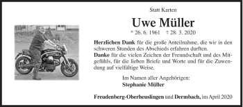 Traueranzeige von Uwe Müller von Siegener Zeitung