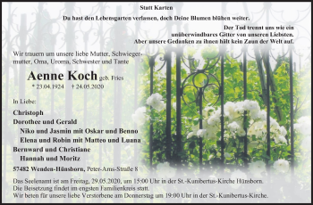 Traueranzeige von Aenne Koch von Siegener Zeitung