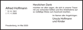 Traueranzeige von Alfred Hoffmann von Siegener Zeitung