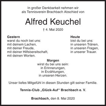 Traueranzeige von Alfred Keuchel von Siegener Zeitung