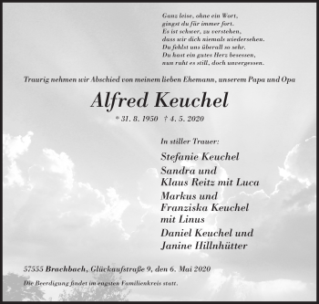 Traueranzeige von Alfred Keuchel von Siegener Zeitung