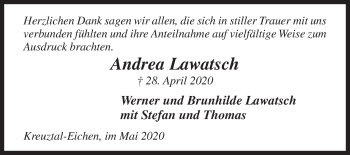 Traueranzeige von Andrea Lawatsch von Siegener Zeitung