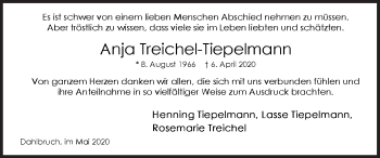 Traueranzeige von Anja Treichel-Tiepelmann von Siegener Zeitung