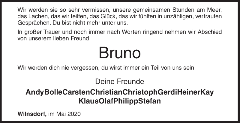  Traueranzeige für Bruno Oerter vom 02.05.2020 aus Siegener Zeitung