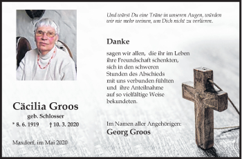 Traueranzeige von Cäcilia Groos von Siegener Zeitung